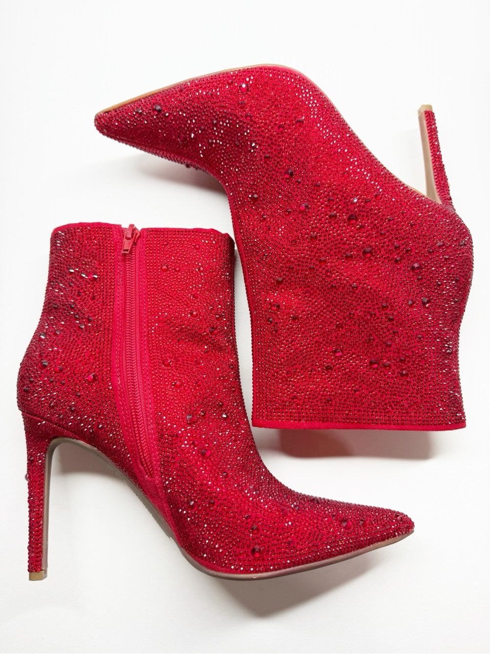 INC Red Rhinestone Bling Stiletto Ankle Boots - Picture 6 of 13